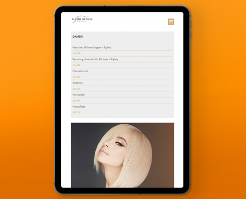 Webgestaltung für “Hairlounge Kourie”