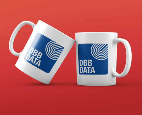 Gestaltung Kaffeetasse für DBB DATA als Werbegeschenk