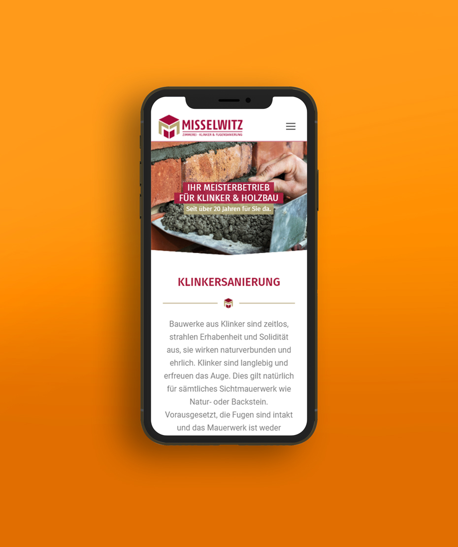 Webseiten-Gestaltung für "Misselwitz" Klinker und Holzbau
