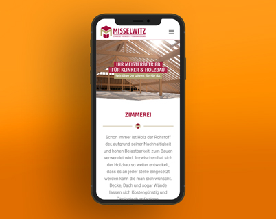 Webdesign für "Misselwitz" Klinker und Holzbau